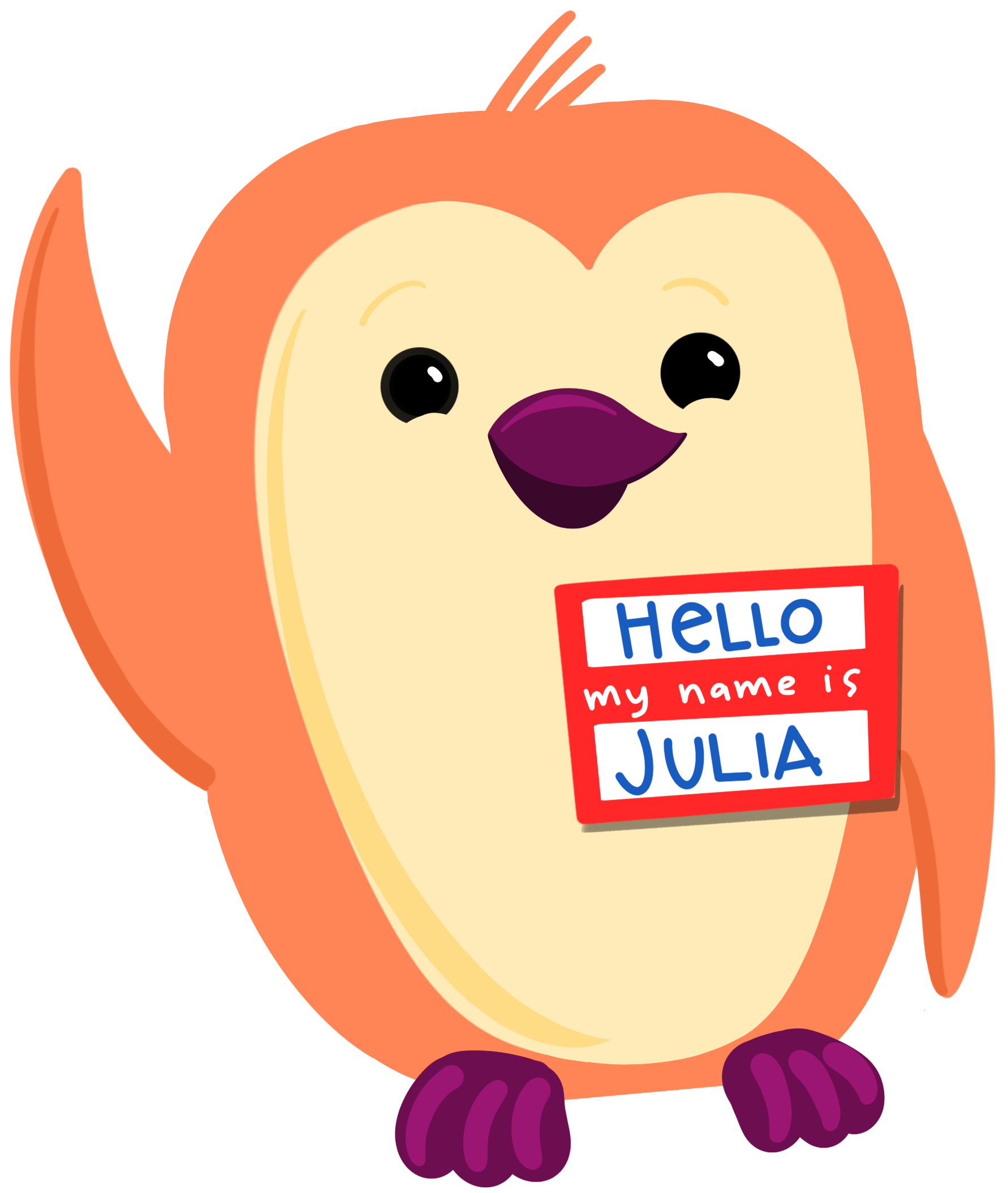 Penguin with nametag that says "Julie"