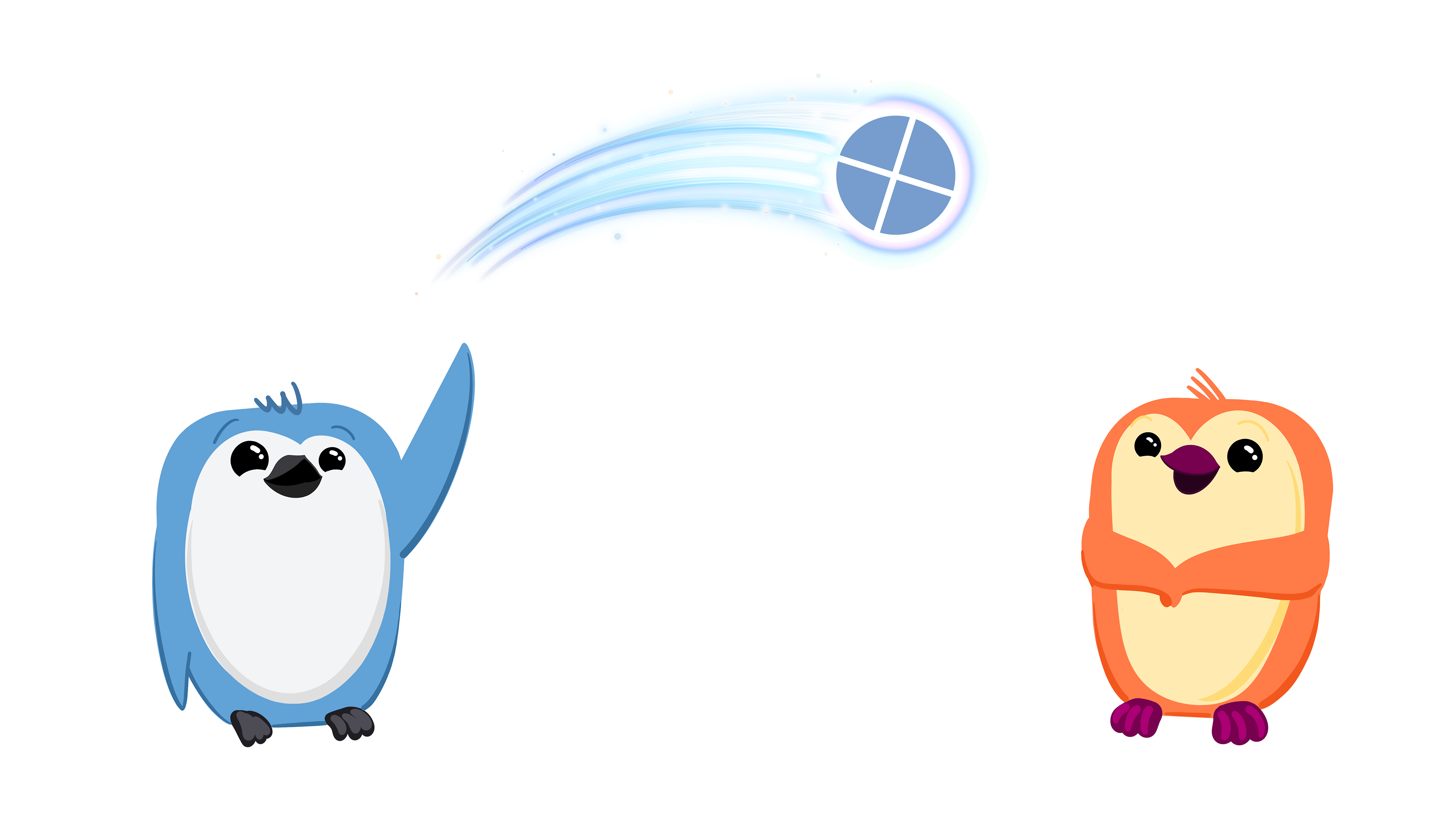 Penguins playing with ball